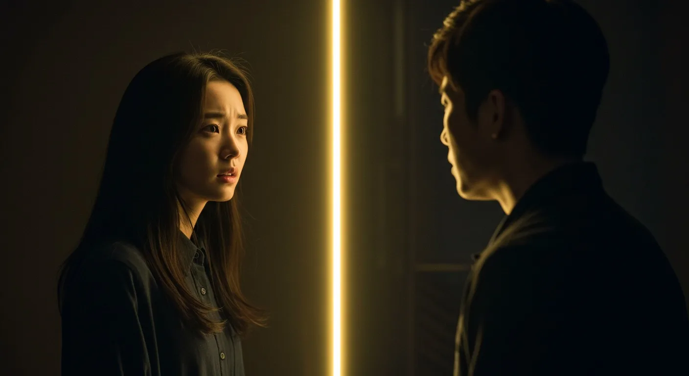 a man and woman looking at each other