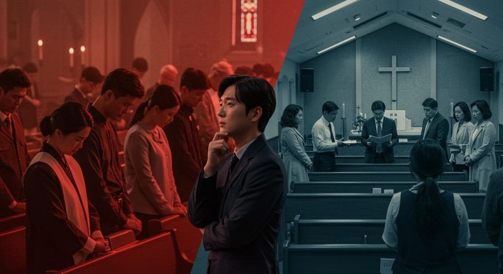 a man in a suit standing in a church