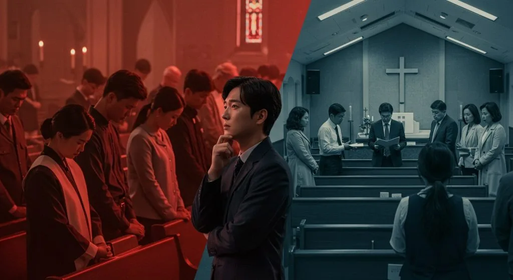 a man in a suit standing in a church